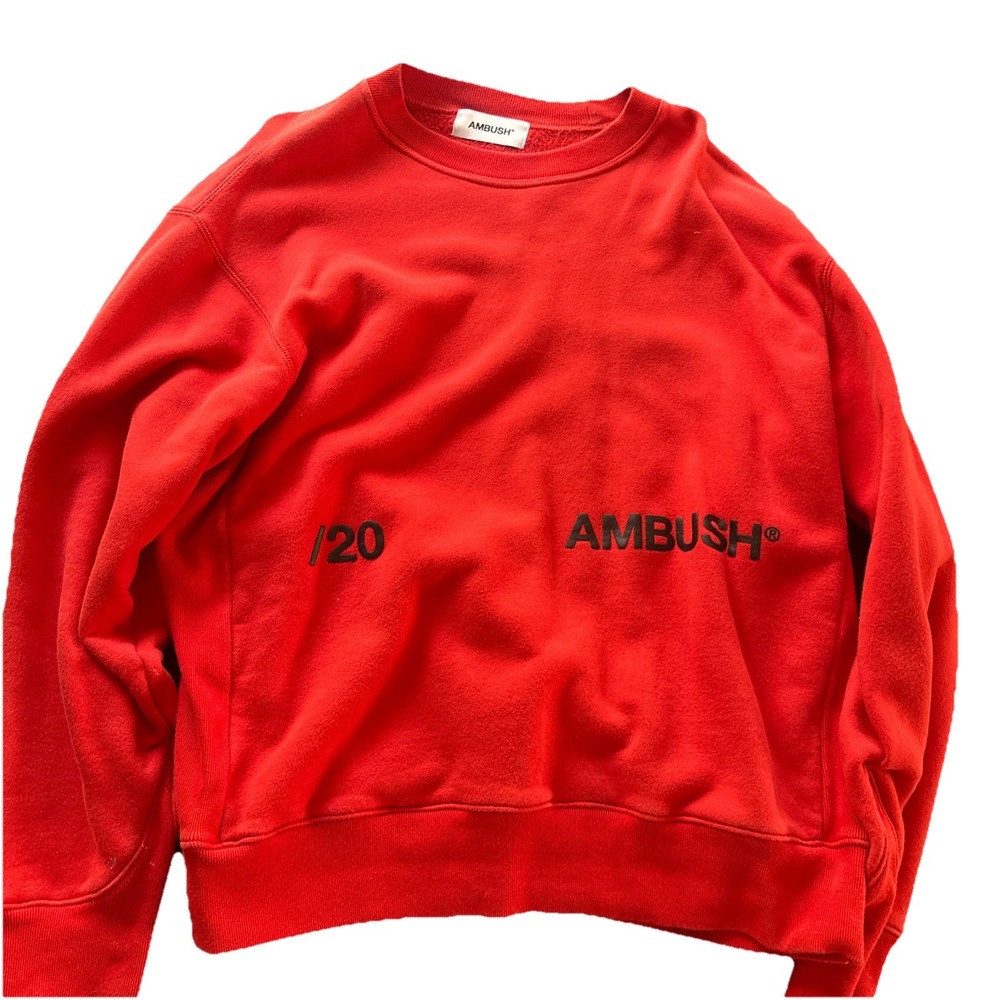 AMBUSH LOGO CREW NECK RED SWEATSHIRT SIZE 3